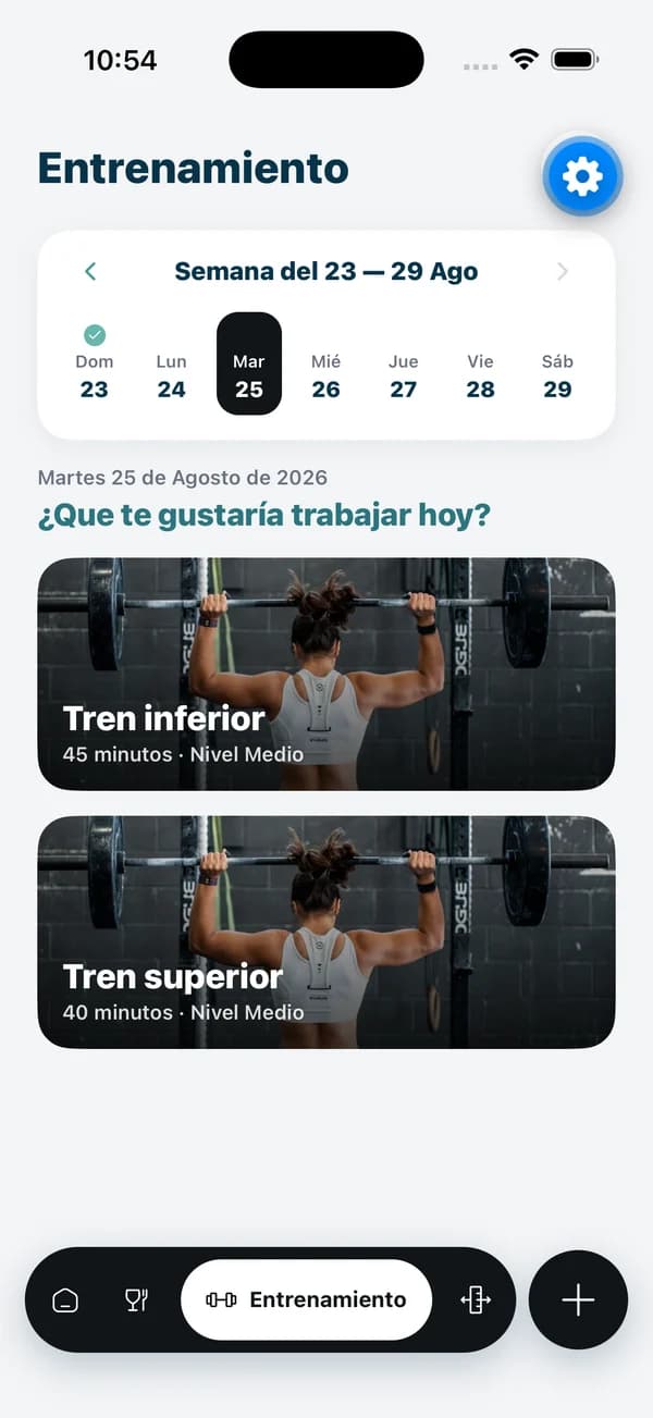 Pantalla de Entrenamiento